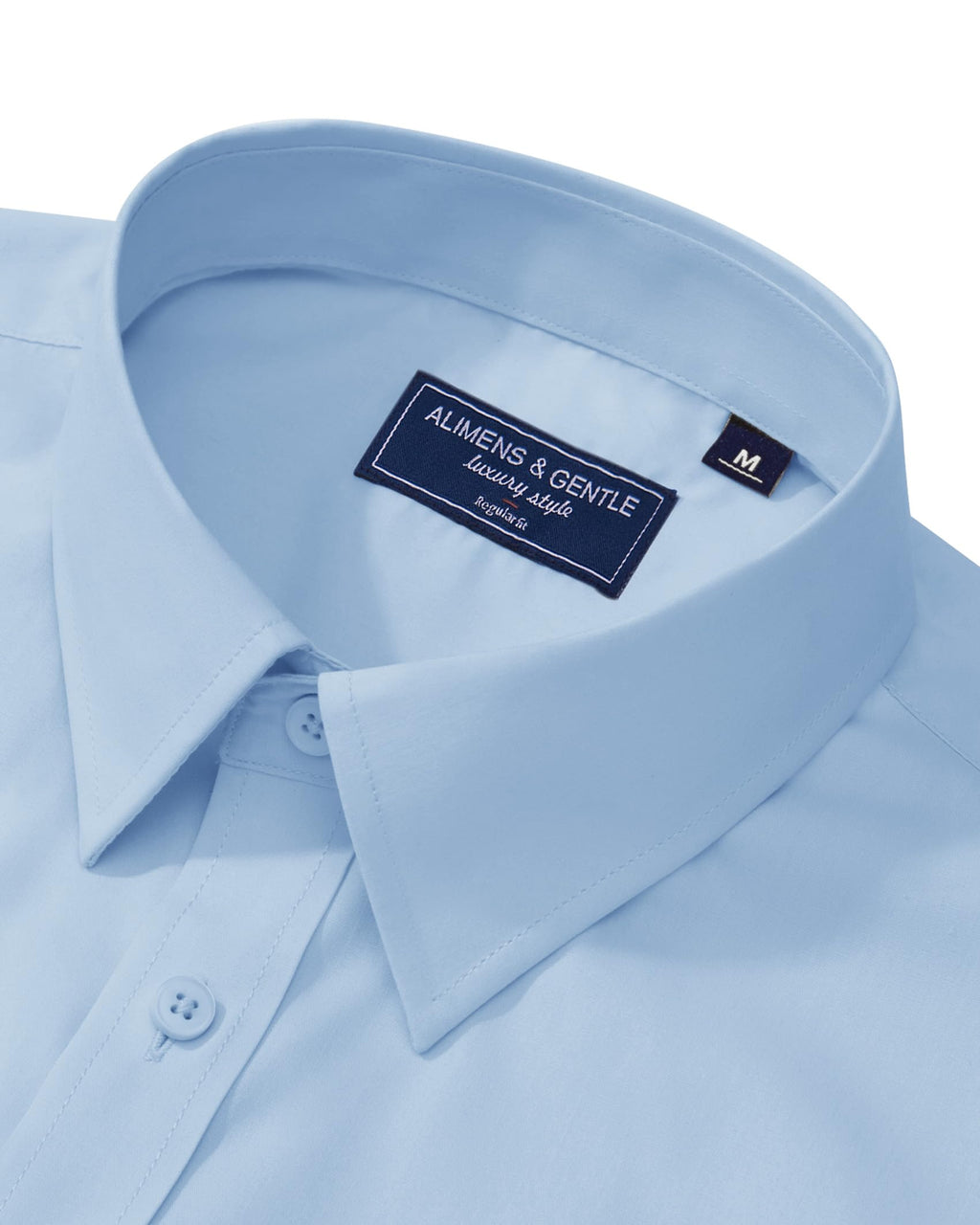 Alimens & Gentle Men's Dress Shirt Regular Fit Stain Shield Long Sleeve Solid Business Work Blue Button Down Shirts,Light Blue,XX-Large