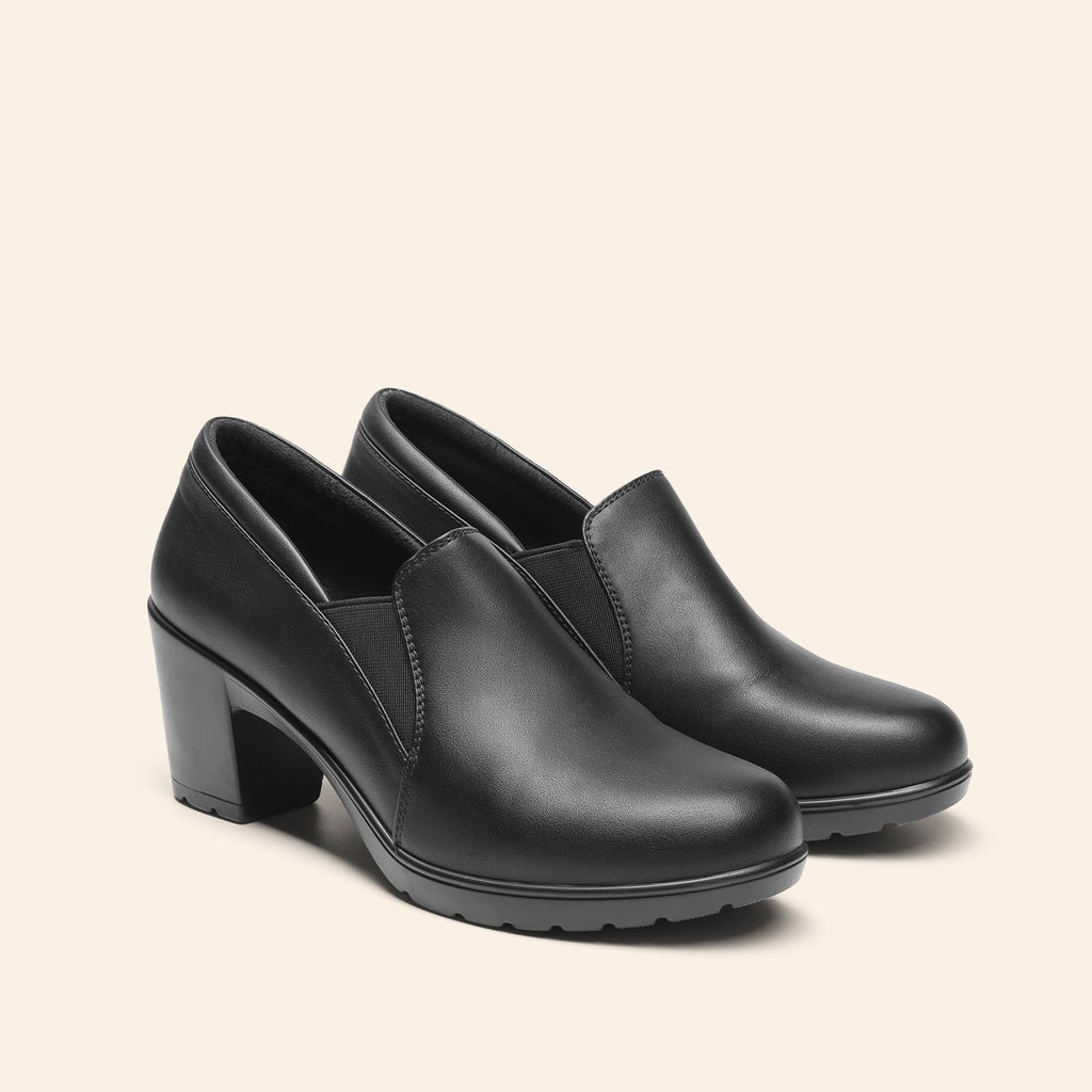 DREAM PAIRS Women's Low Chunky Block Heels Pumps Comfortable Slip-on Heeled Loafers Dress Work Shoes for Office Business,Size 9W,Black,DPU214-W