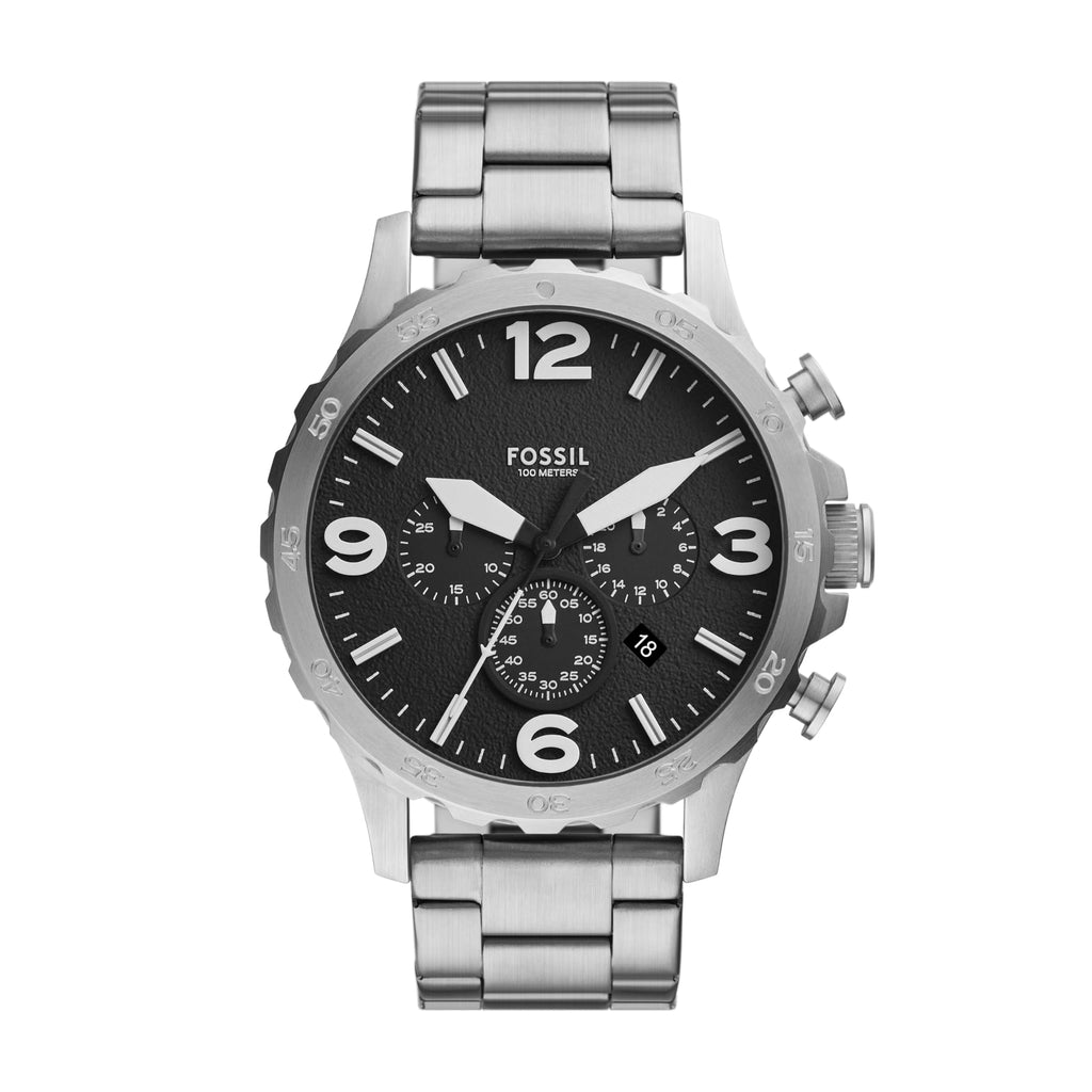 Fossil Men's Nate Quartz Watch, Stainless Steel Chronograph Watch for Men