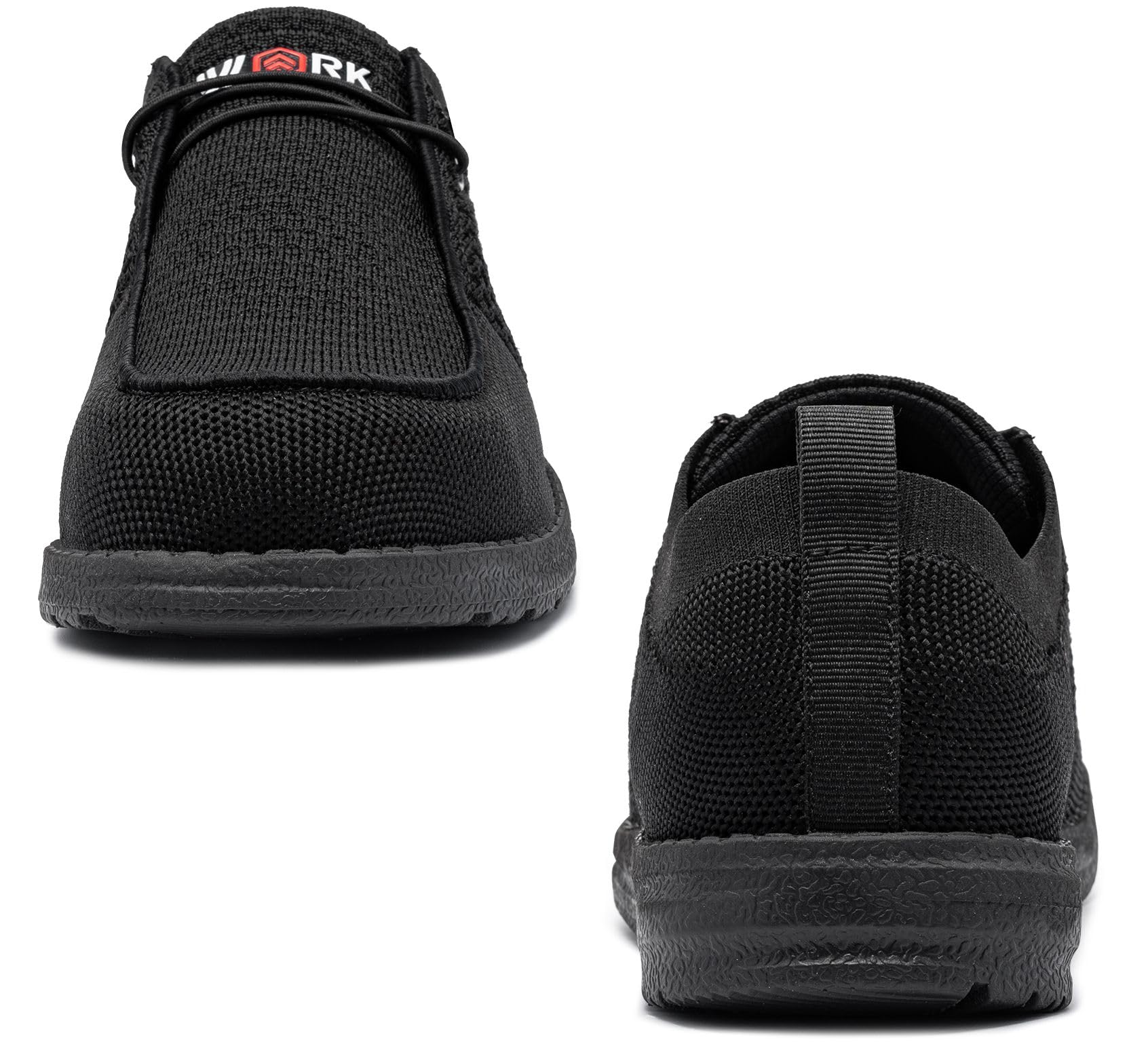 LARNMERN Wide Steel Toe Slip On Shoes Women Loafers Lightweight Comfortable Walking Safety Work Flats Sneakers(8.5 Women, Black)
