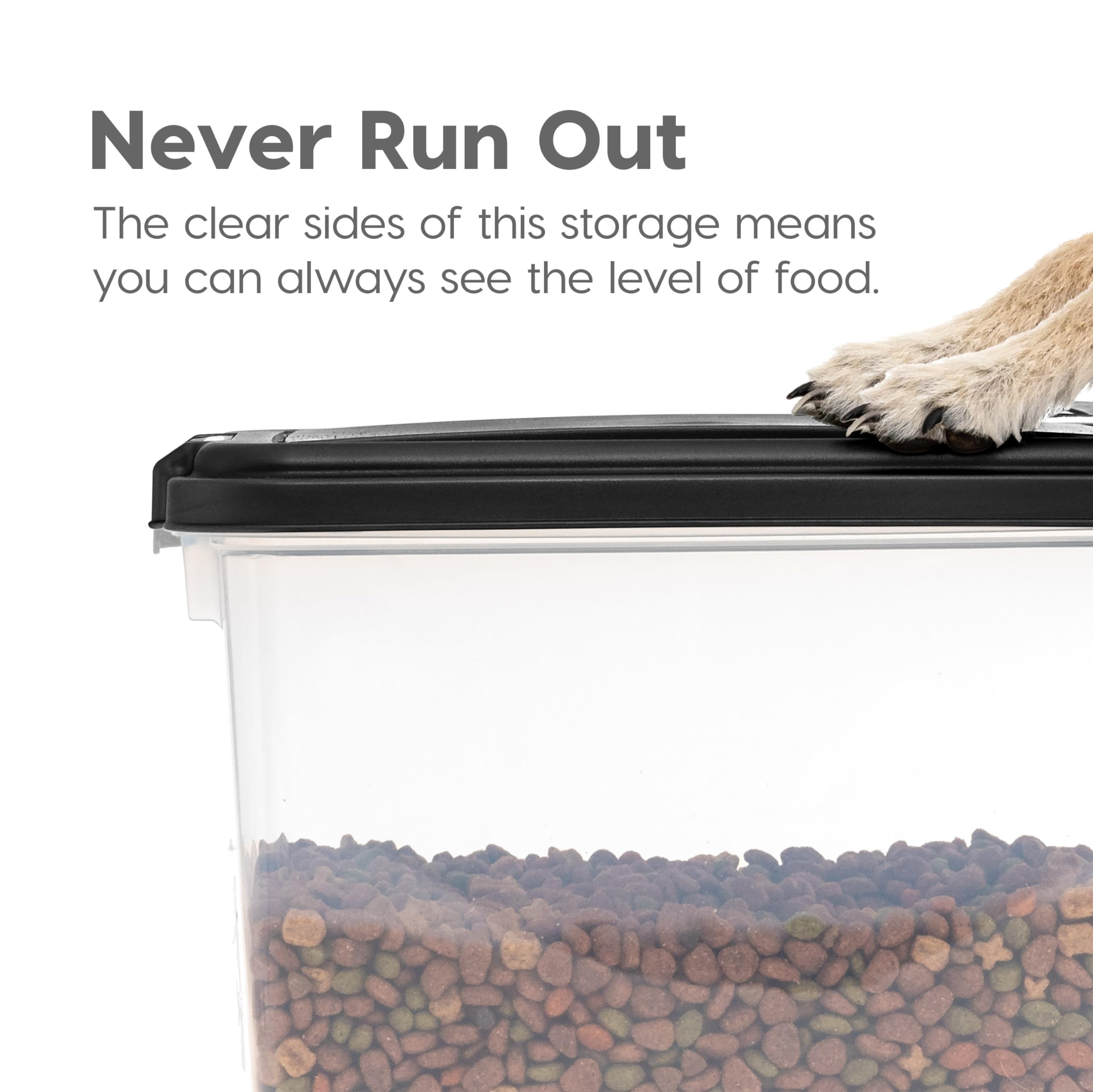 IRIS USA Dog Food Storage Container, 30 lbs & 11 lbs Combo, Cat Food Storage Container, Dog Treat Container, Airtight, Stackable, 2-Cup Scoop, Wheels, Easy Mobility, Black