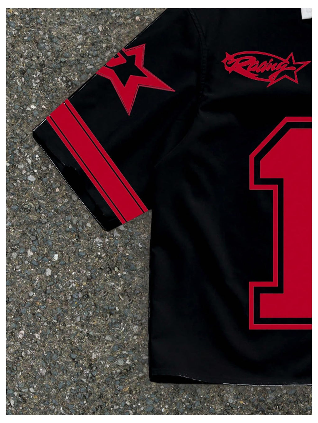 GORGLITTER Men's Button Up Cropped Shirt Oversized Collared Y2K Graphic Rave Boxy Cool Jersey Crop Tee Tops Streetwear Black and Red Small