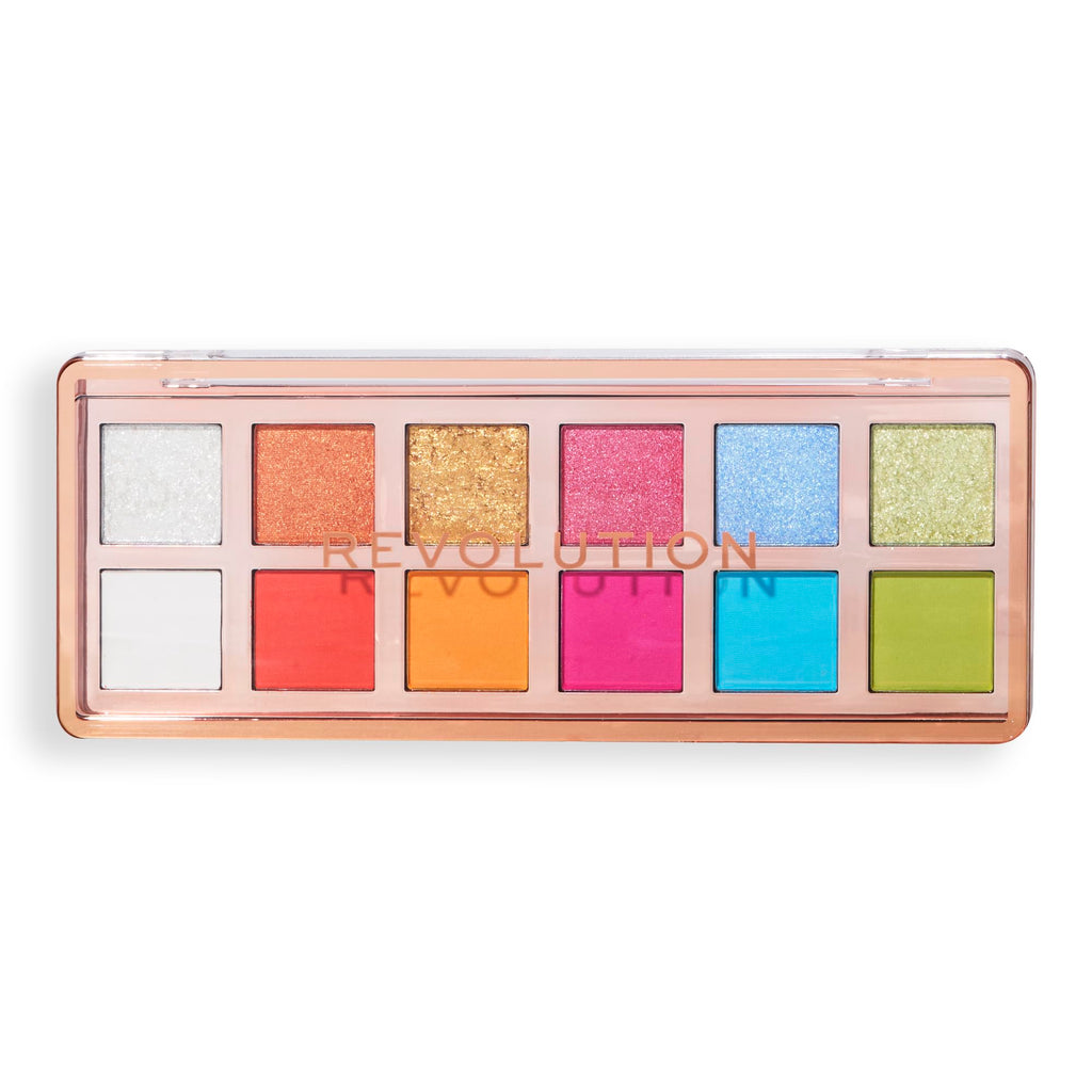 Revolution, The Vibrant Icon Brights Palette, 12 Pigmented Cream Matte & Shimmer Shades, Blendable & Compact Formula, Vegan & Cruelty-Free, 3.53 oz
