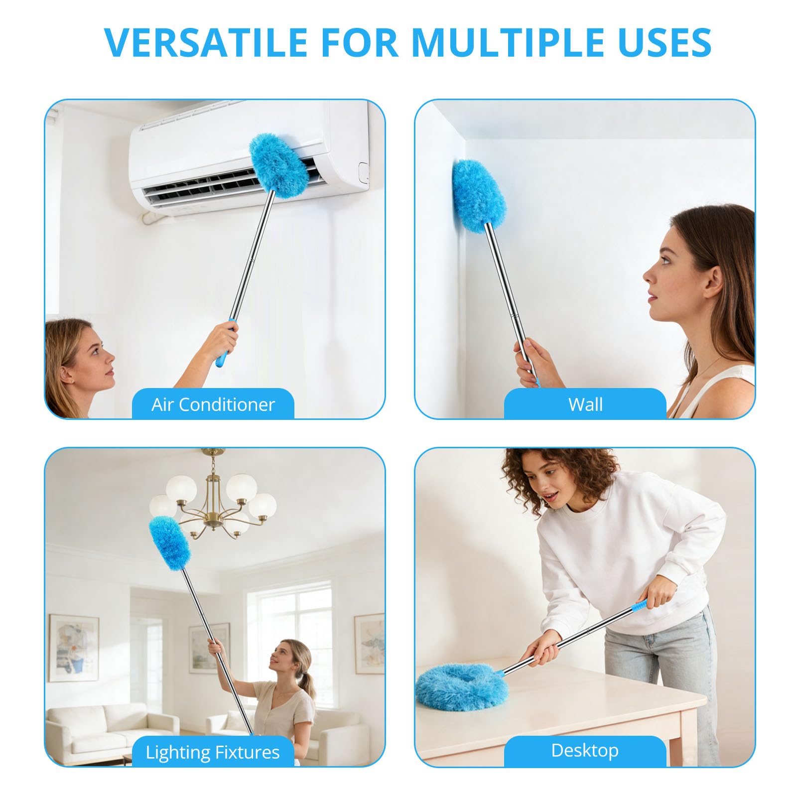 SetSail Ceiling Fan Cleaner Duster, Microfiber Ceiling Fan Duster with Extension Pole 13 to 47 Inch Washable Ceiling Fan Blade Dusters for Cleaning