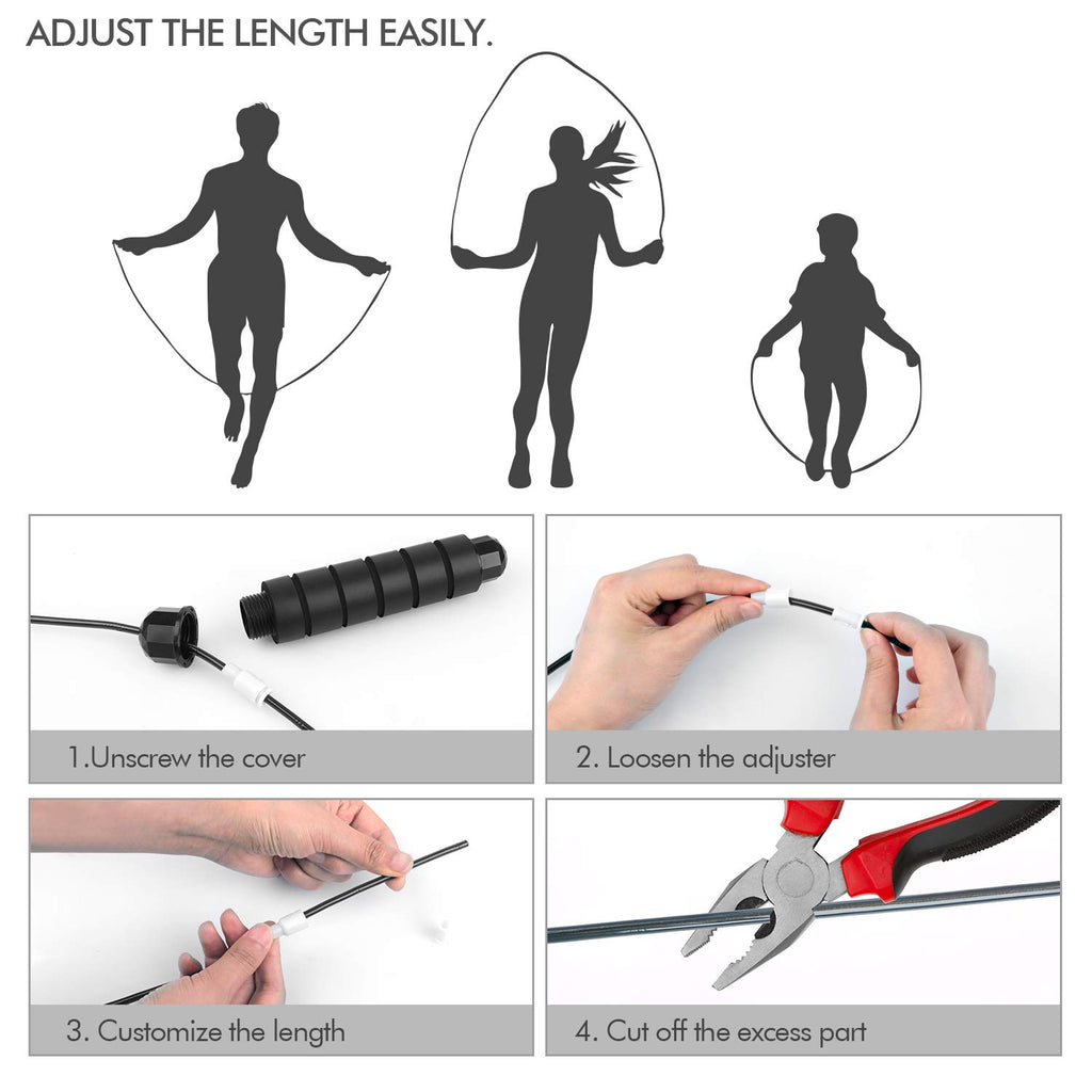 Jump Rope, Tangle-Free Rapid Speed Jumping Rope Cable with Ball Bearings for Women, Men and Kids, Adjustable Foam Handles Steel Jump Ropes for Fitness