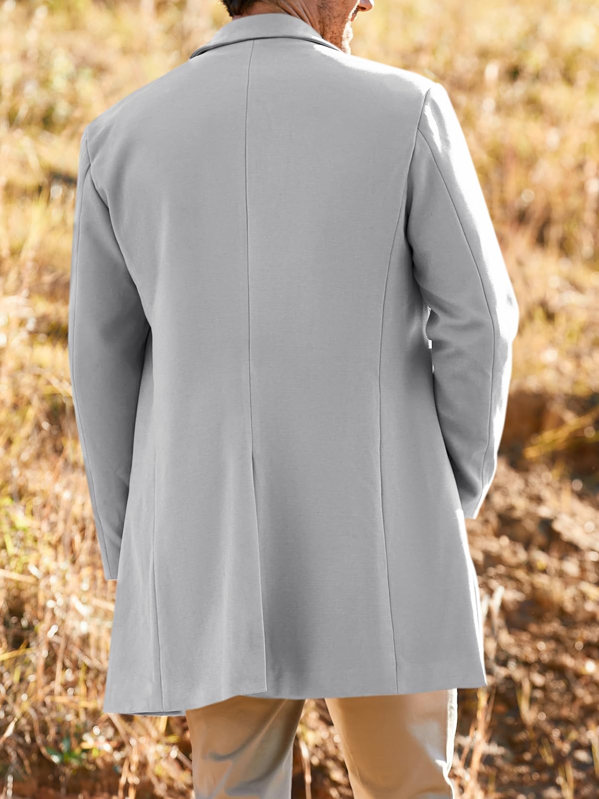 PASLTER Mens Trench Coat Slim Fit Notched Collar Fall Winter Single Breasted Pea Coat Warm Soft Overcoat