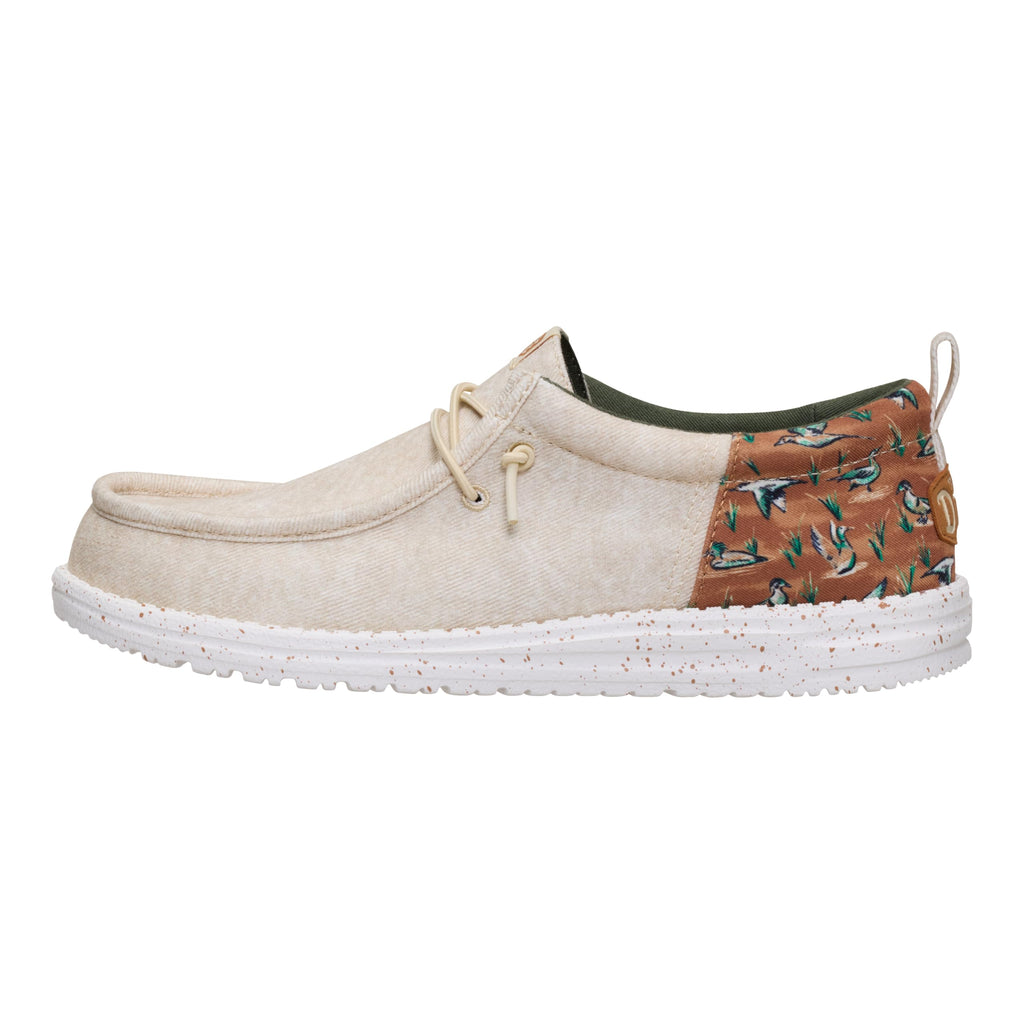 HEYDUDE Wally Funk Duck Print Wood Ash/Multi 11, Mens Shoes, Slip-on Loafers, Comfortable & Light-Weight