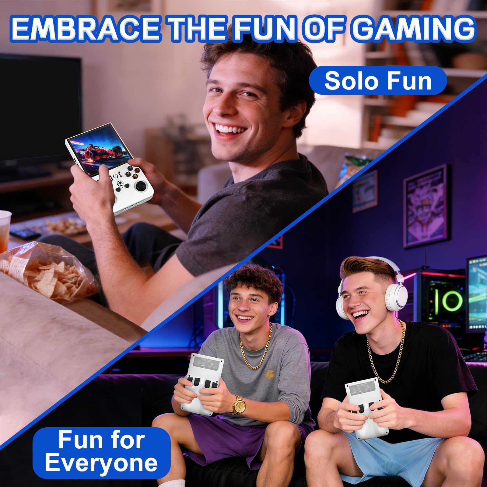 Rhesusco R36MAX Handheld Game Console - Support 22000+Classic Games,128G TF Card,Portable Console with 4.0-Inch Screen,Open Source System,4000mAh Battery,Birthday Gift for Adult or Partner - White