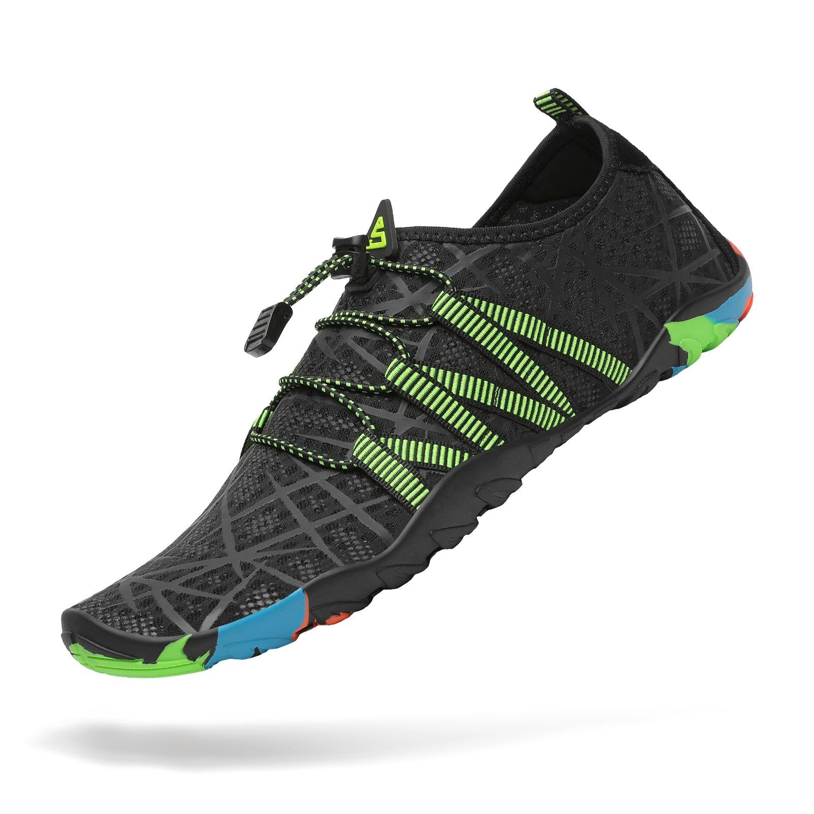Mishansha Water Shoes for Women Men, Quick-Dry Barefoot Swim Shoes with Drainage Holes, Lightweight Aqua Shoe for Beach Pool River Boating Yoga Walking 11.5 Women/10 Men Eerie Black