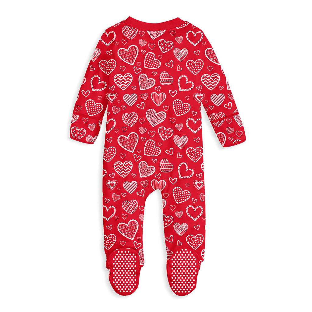 UNIFACO Baby Girl Valentines Outfit 0-3 Months Long Sleeve Pajamas Infant Zipper Sleeper with Mitten Cuff
