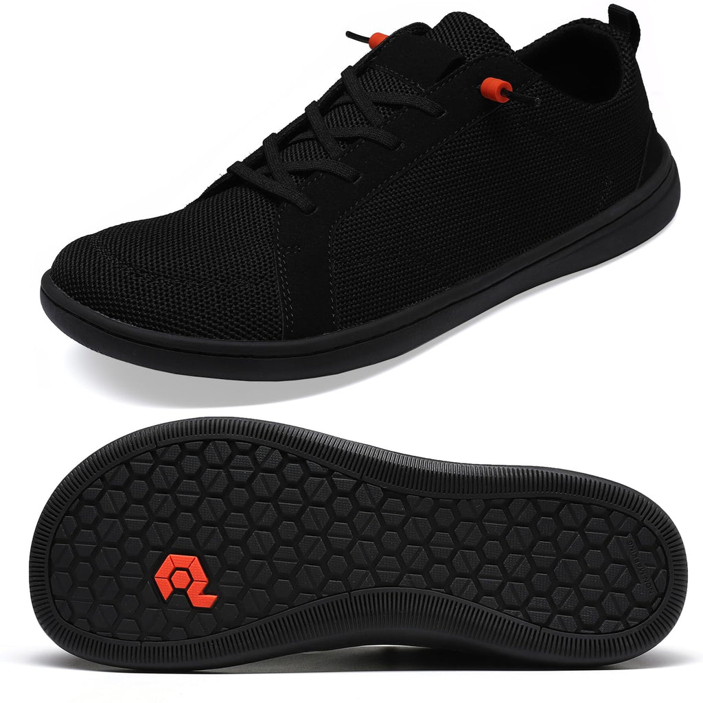 Men's Barefoot Wide Toe Box Shoes - Minimalist Barefoot Dress Shoes Sneakers Zero Drop Extra Wide Slip on Walking Shoes All Black Size 11 Wide