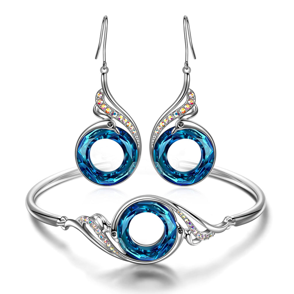 Kate Lynn "Rise From the Ashes Phoenix Bracelet & Earrings Set, Symbol of Luck and Renewal
