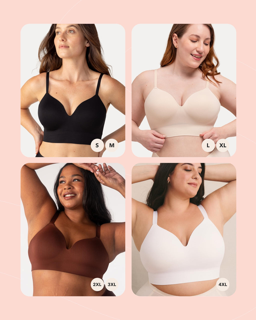 SHAPERMINT Bras for Women - Bralettes for Women with Support - from Small to Plus Size Lingerie Black, 3X-Large