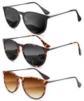QALLY Sunglasses Womens Polarized Sunglasses-Women: Retro Round Sun Glasses with UV400 Protecion Trendy 3 Pack