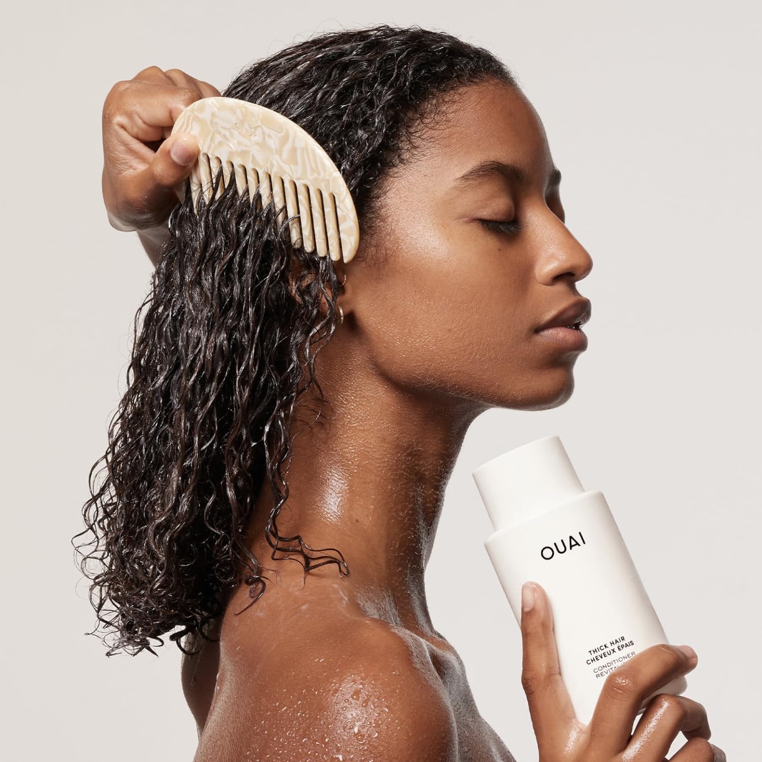 OUAI Thick Hair Conditioner - Moisturizing Conditioner for Dry, Frizzy Hair - Keratin, Marshmallow Root, Shea Butter and Avocado Oil - Paraben, Phthalate & Sulfate Free (10 Oz)