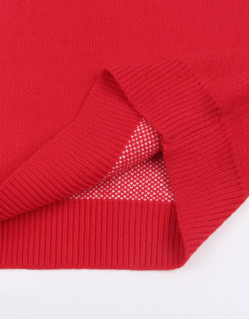Drvitor Womens Pullover Sweaters Long Sleeve Crewneck Casual Pullover Cute Heart Pattern Knitted Sweater (Red&White, Small)