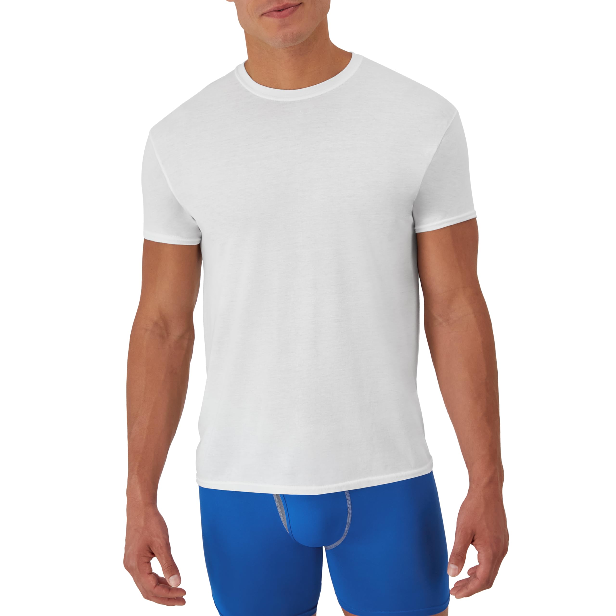 Hanes Men Hanes Men's White Performance Moisture-Wicking Crewneck Undershirt Tees, 5-Pack