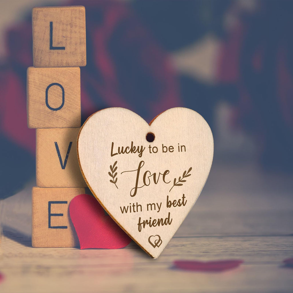 EYITUPC Lucky to Be in Love with My Best Friend Birthday Anniversary Picture Frame Boyfriend Girlfriend Husband Wife Fiance Couples Gifts (Display Two 4x6)