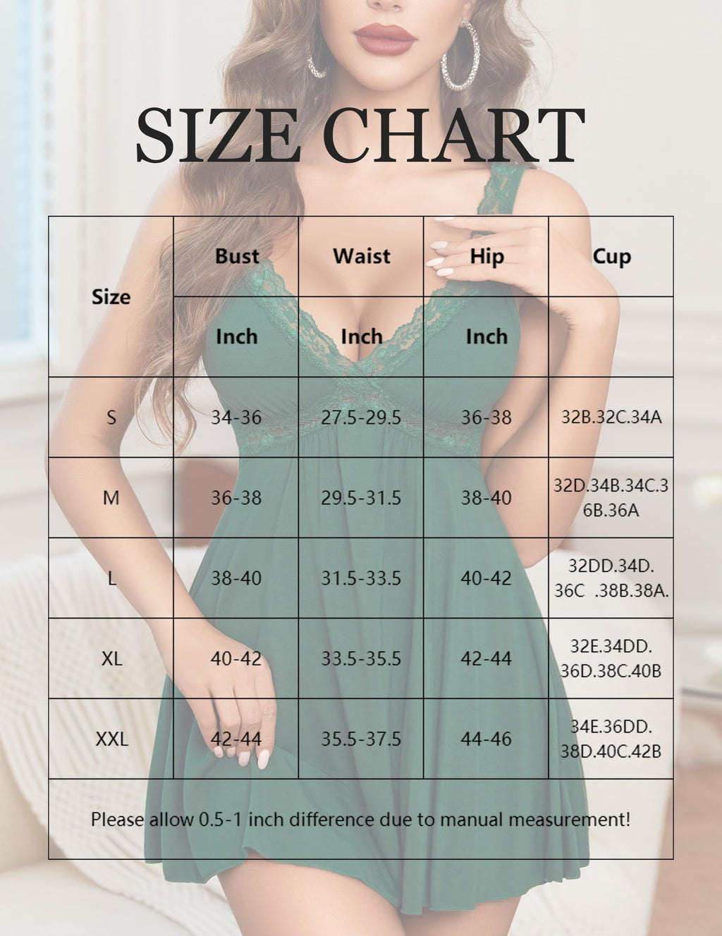 Avidlove Womens Nightgown Sexy Lingerie Sleepwear Full Slip Babydoll Lace Chemise Night Gown Modal Nightdress Green XX-Large