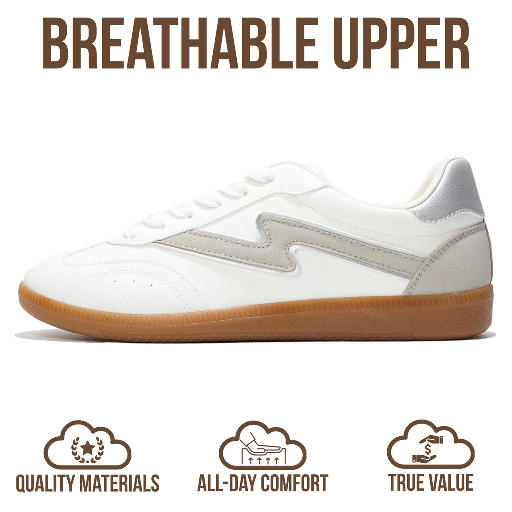 Project Cloud Fashion Sneakers for Women 2026 - Lace-Up Shoes Trendy Women Sneakers with Memory Foam Insole Women's Fashion Sneakers Non-Slip Womens Shoes (Irita, White, 8)