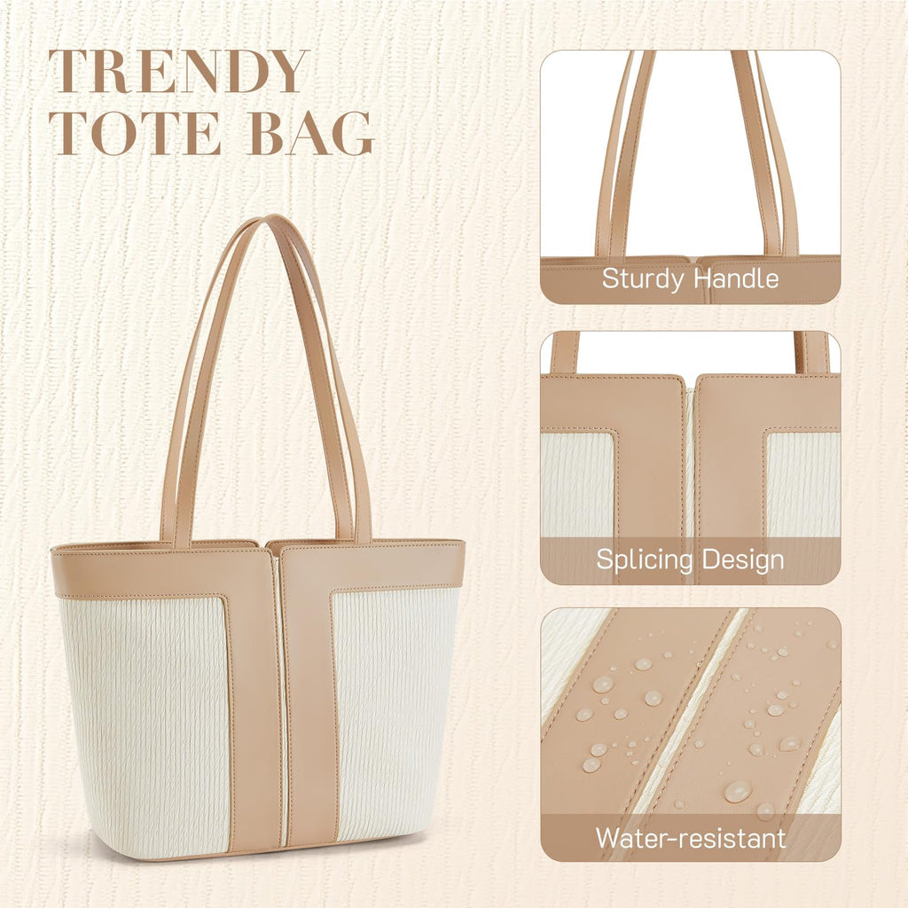 Missnine Tote Bag for Women Vegan Leather Handbag and Purse Medium Top Handle Satchel Shoulder Bag with Zipper Work Travel