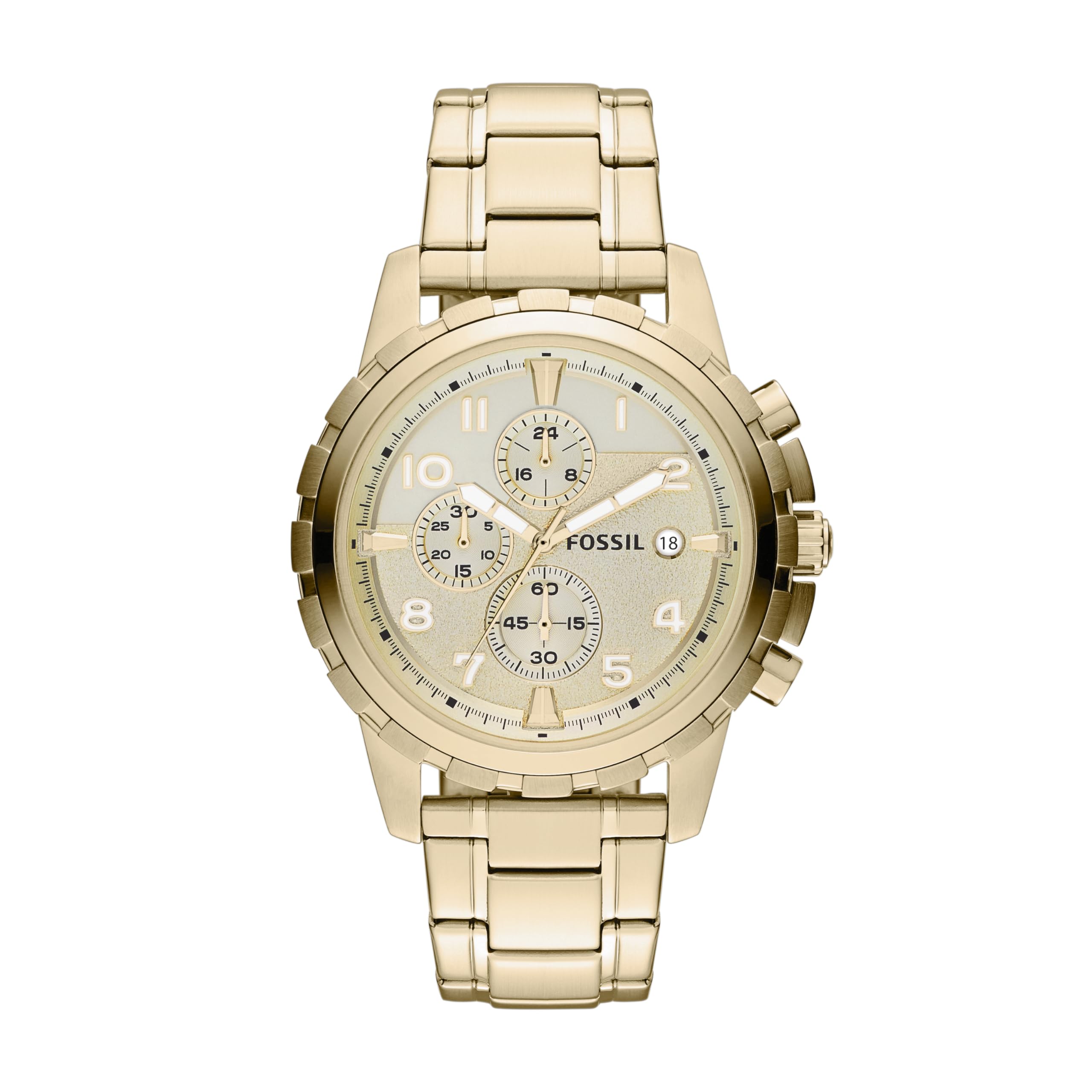 Fossil Men's Watch, Dean Quartz Stainless Steel Chronograph Watch for Men, Color: Gold