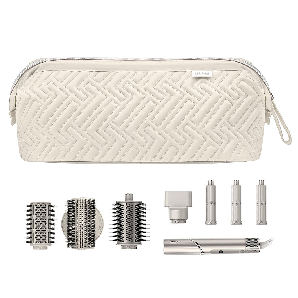 Leudes Hair Tools Travel Bag for Shark Flexstyle Carrying Case Portable Shark Hair Air Wrap Dryer Case Waterproof Dustproof Flat Curling Iron Travel Organizer (Beige)