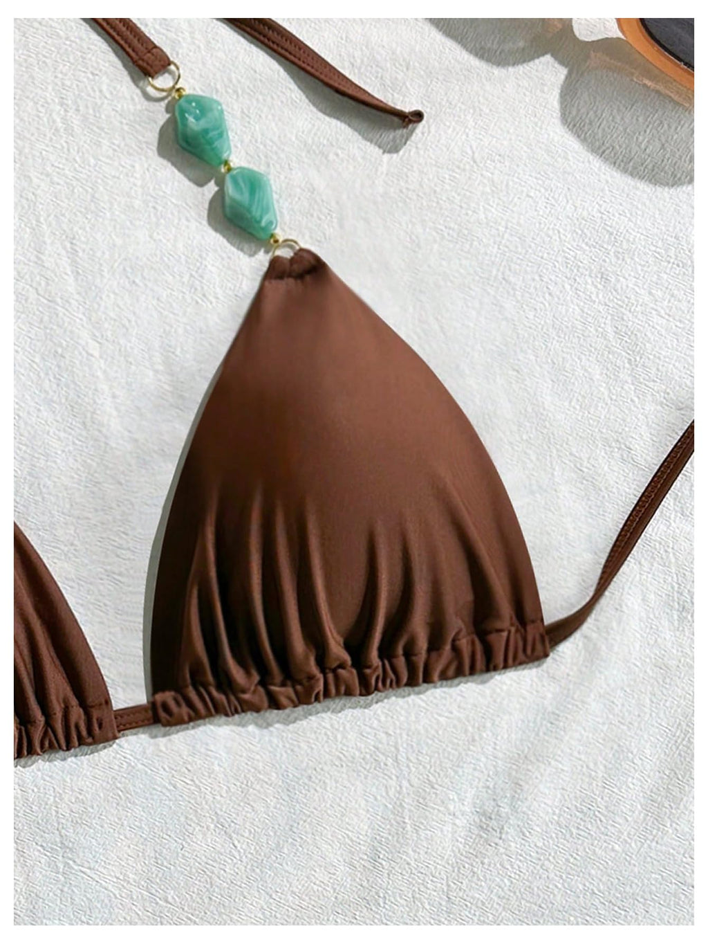 WDIRARA Women's Plus Size Triangle Bikini Tops Halter String Boho Swimsuit Tops Coffee Brown XX-Large Plus