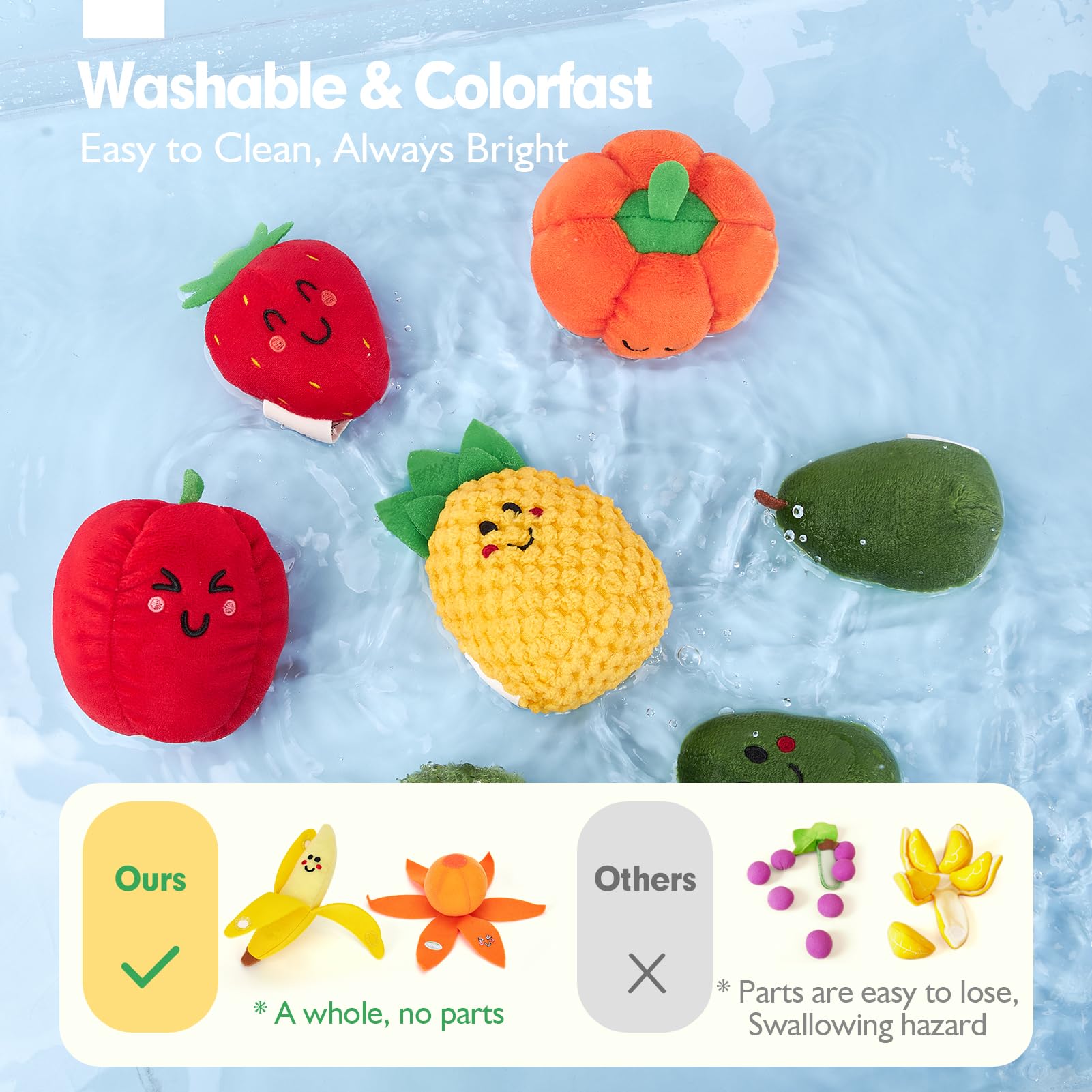 hahaland Baby Sensory Toys - 16 PCS My First Fruit Vegetable Color Sorting Play Food Crinkle, Rattle, Baby Toys 6-12 Months Montessori Toys for 1 Year Old Boy Girl Toddler Valentines Day Gifts Easter