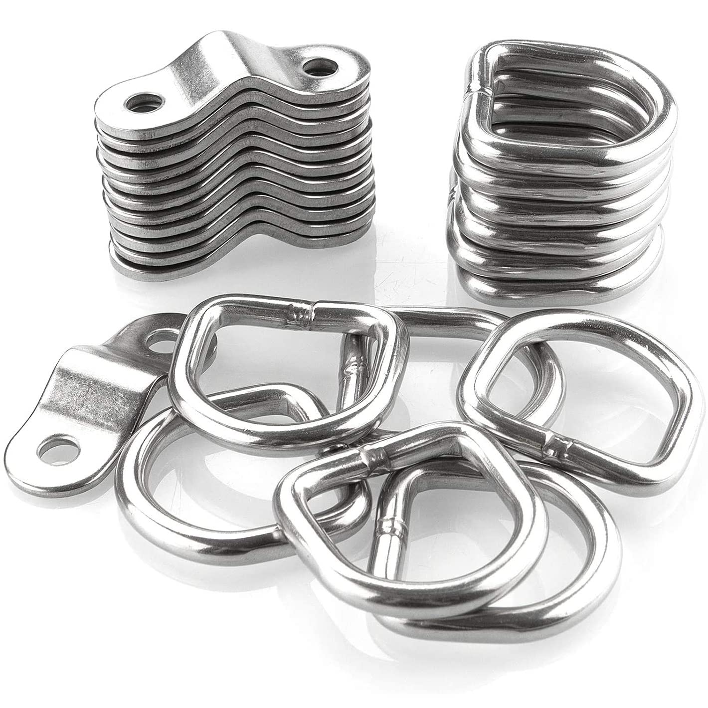 D-Ring Tie Downs Anchor1/4” Heavy Duty Surface Floor Mount Lashing Rings 2400 lbs Cargo Trailers Load-Bearing Hangers Bracket (Pack of 12)