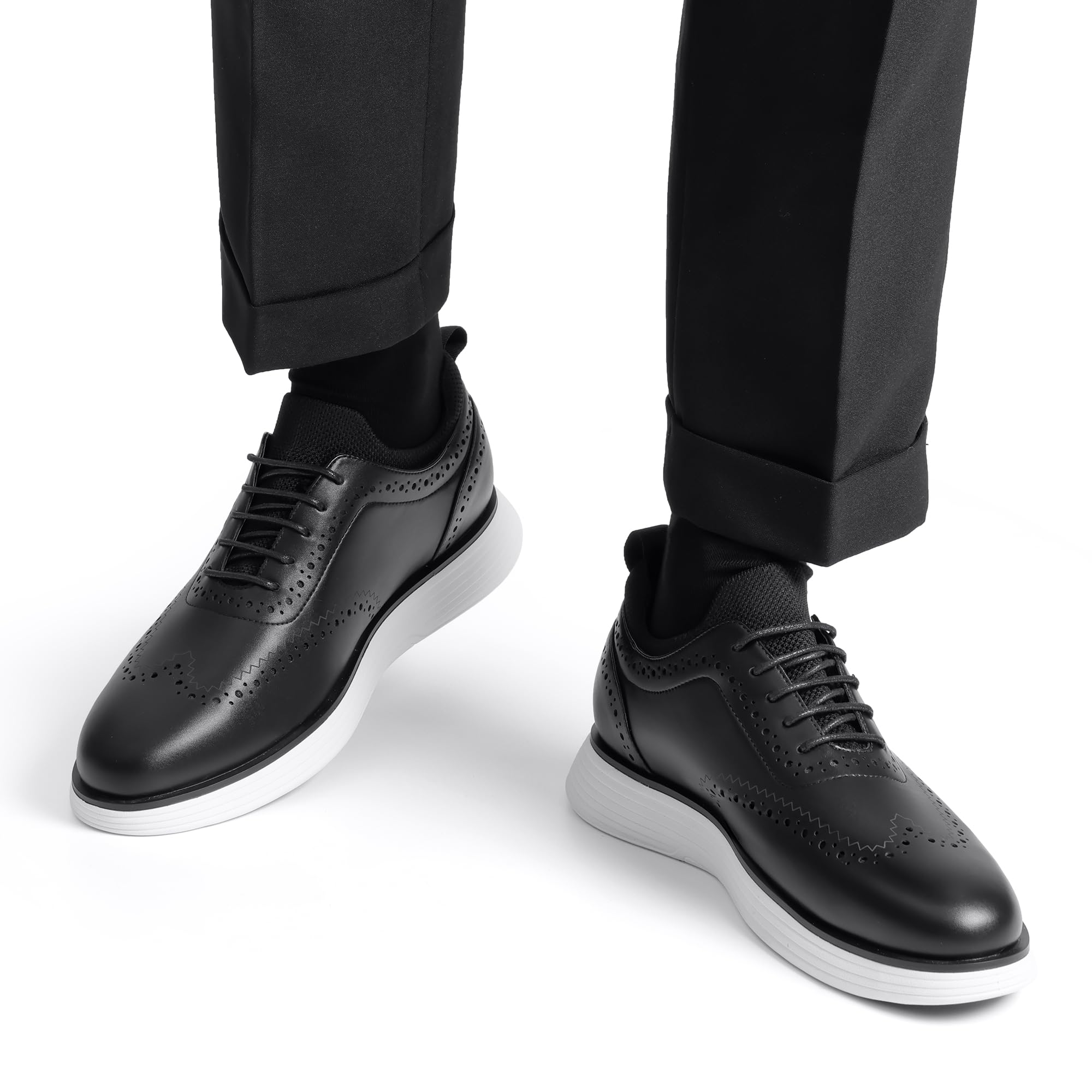 Bruno Marc Men's MaxFlex Dress Sneakers Oxfords Casual Wingtip Brogue Shoes,Size 13,Black,SBOX2326M