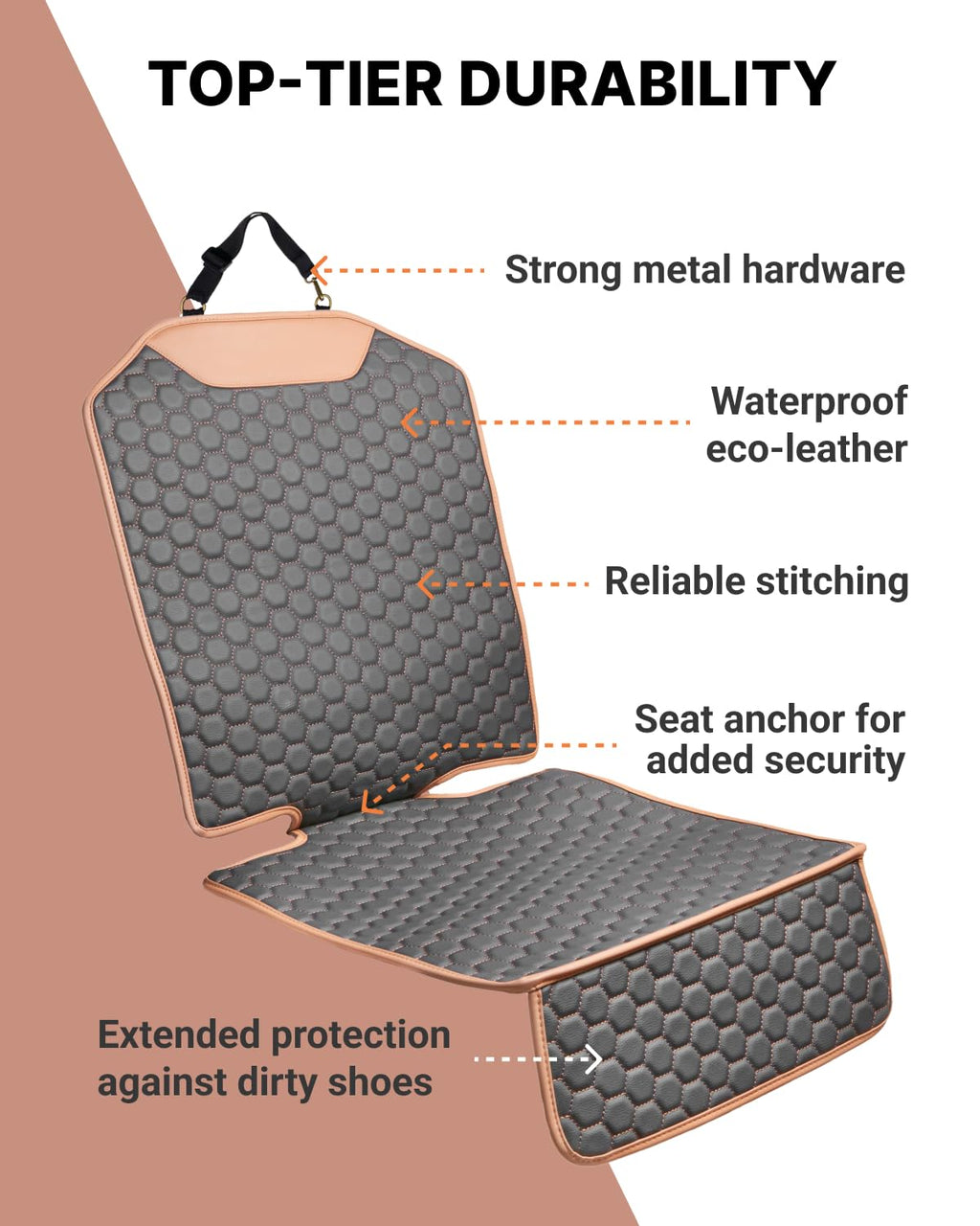 Owleys Premium Leather Car Seat Protector for Child Car Seat Cover from Dirt Scratches - Infant Car Seat Protector for Back Seat/Front Booster Seat Protector Under Baby Car Seat Waterproof 1pc Hexy