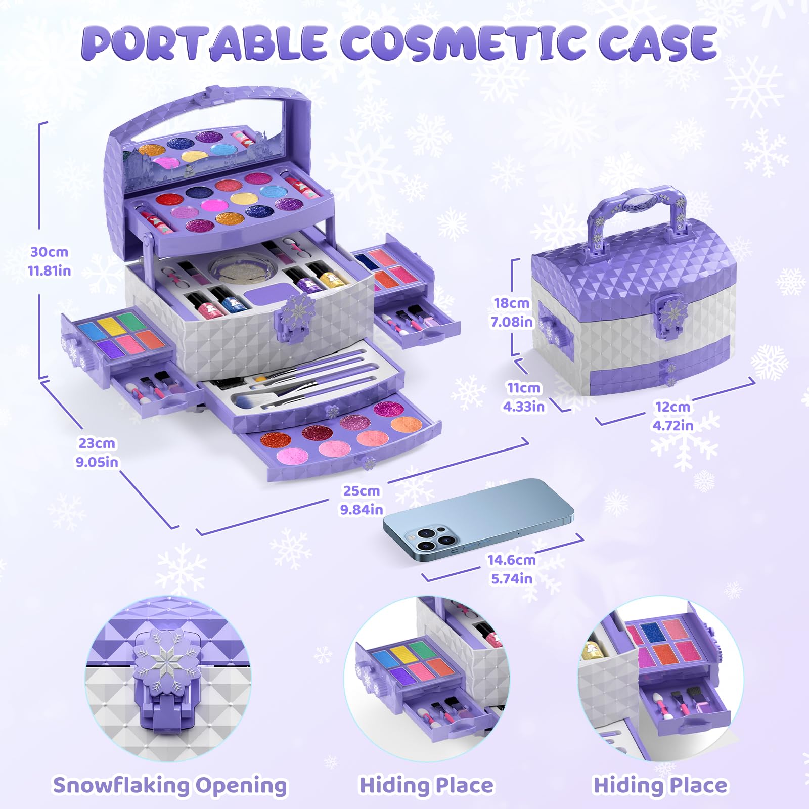 PERRYHOME Kids Makeup Set for Girl 56 Pcs Washable Real Cosmetic, Non-Toxic Frozen Toys Toddler Makeup Kit, 2026 New Princess Valentine & Birthday Girl Gift for 3 4 5 6 7 8 9 10 11 12 Year Old Girls