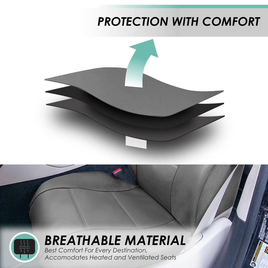 FH Group Classic PU Leather Pair Set Car Seat Covers, Airbag Compatible with Gift - Universal Fit for Cars Trucks & SUVs (Solid Gray) PU002102