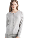 Chanyarn Women's 100% Pure Cashmere Cardigan Crew Neck Long Sleeve 2025 Fall Winter Warm Soft Knit Cardigan Sweater (Light Grey17056,M)