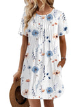 Ekouaer Swimsuit Coverup for Women 2026 Short Sleeve Bathing Suit Cover Ups Beach Summer T-Shirt Dresses with Pockets White Floral