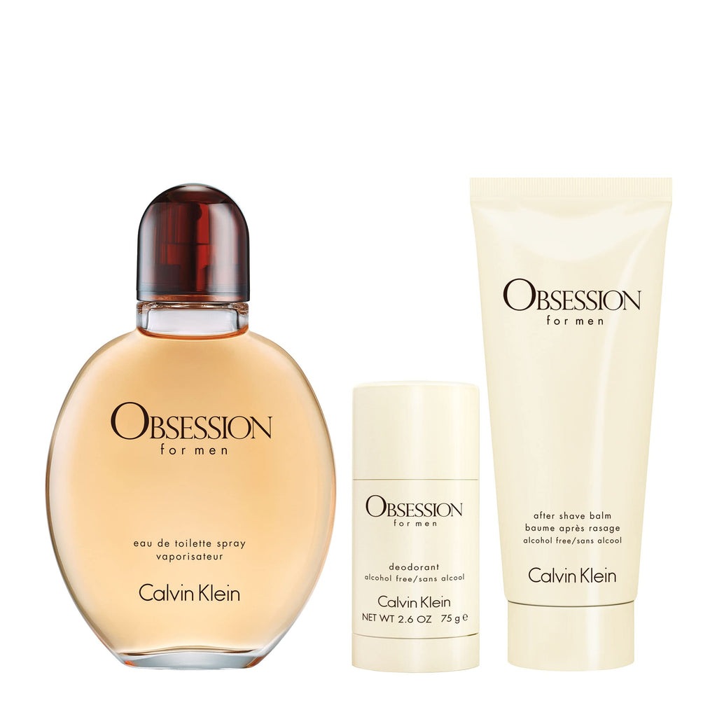Calvin Klein Obsession for Men 3-Piece Fragrance Holiday Gift Set (4.2 Fl Oz, 3.3 Fl Oz, 2.6 Oz)