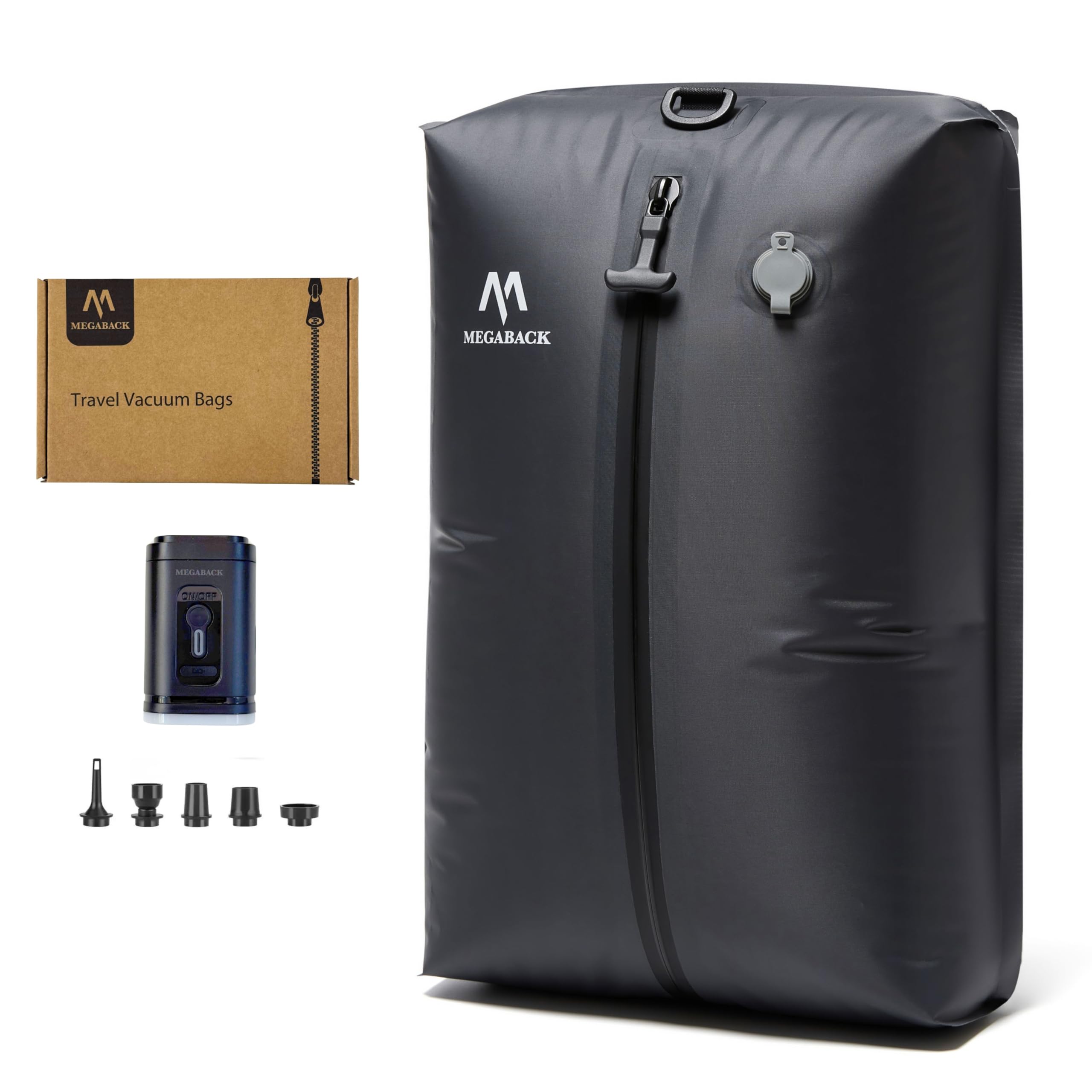Megaback Vacuum Bags for Travel, IP67 Reusable Vacuum Seal Bags for Clothing with Electric Pump, Vacuum Seal Packing cube for Suitcases, Backpack & Travel (1PC+Pump)