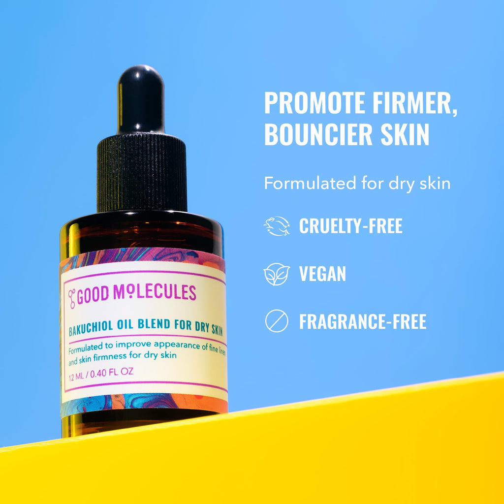 Good Molecules Bakuchiol Oil For Dry Skin - Ultra Hydrating Natural Blend with Bakuchiol and Rosehip Oil, Promotes Collagen Production, Moisturizing Face Oil