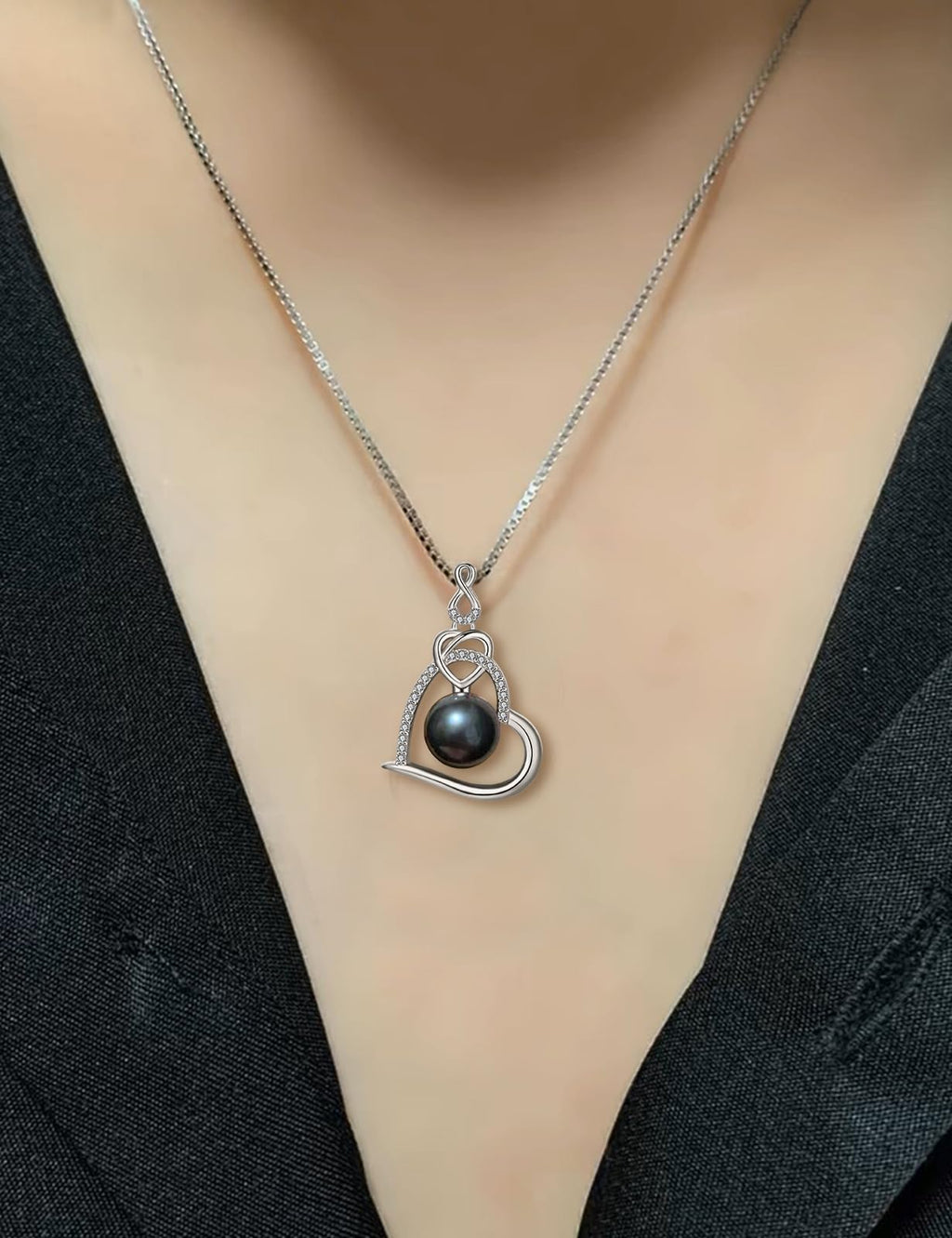 NONNYL Tahitian Black Pearl Necklace - Gift for Her: Mothers Day, Valentines Day, Birthday, Anniversary, Wedding, Christmas