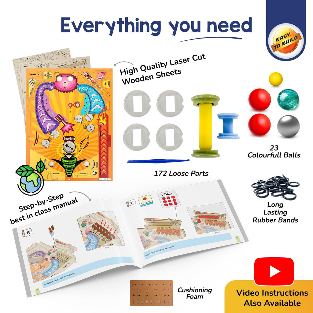Smartivity DIY Pinball Machine for Kids 8-14 Years Old | Global Award Winning Arcade Game | Build Your Own Pinball I Birthday Gift for Smart Kids | STEM Toy for Boys & Girls