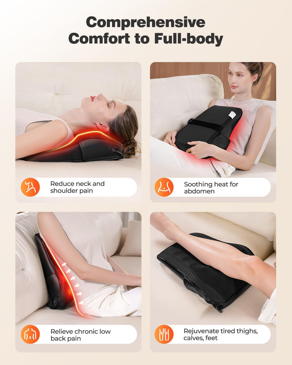 OMASSA Shiatsu Neck Massager with Heat, 3D Kneading Back Massage Pillow for Pain Relief, Massagers for Neck and Back, Shoulder, Leg, Gifts for Men Women Mom Dad, Stress Relax at Home Office and Car