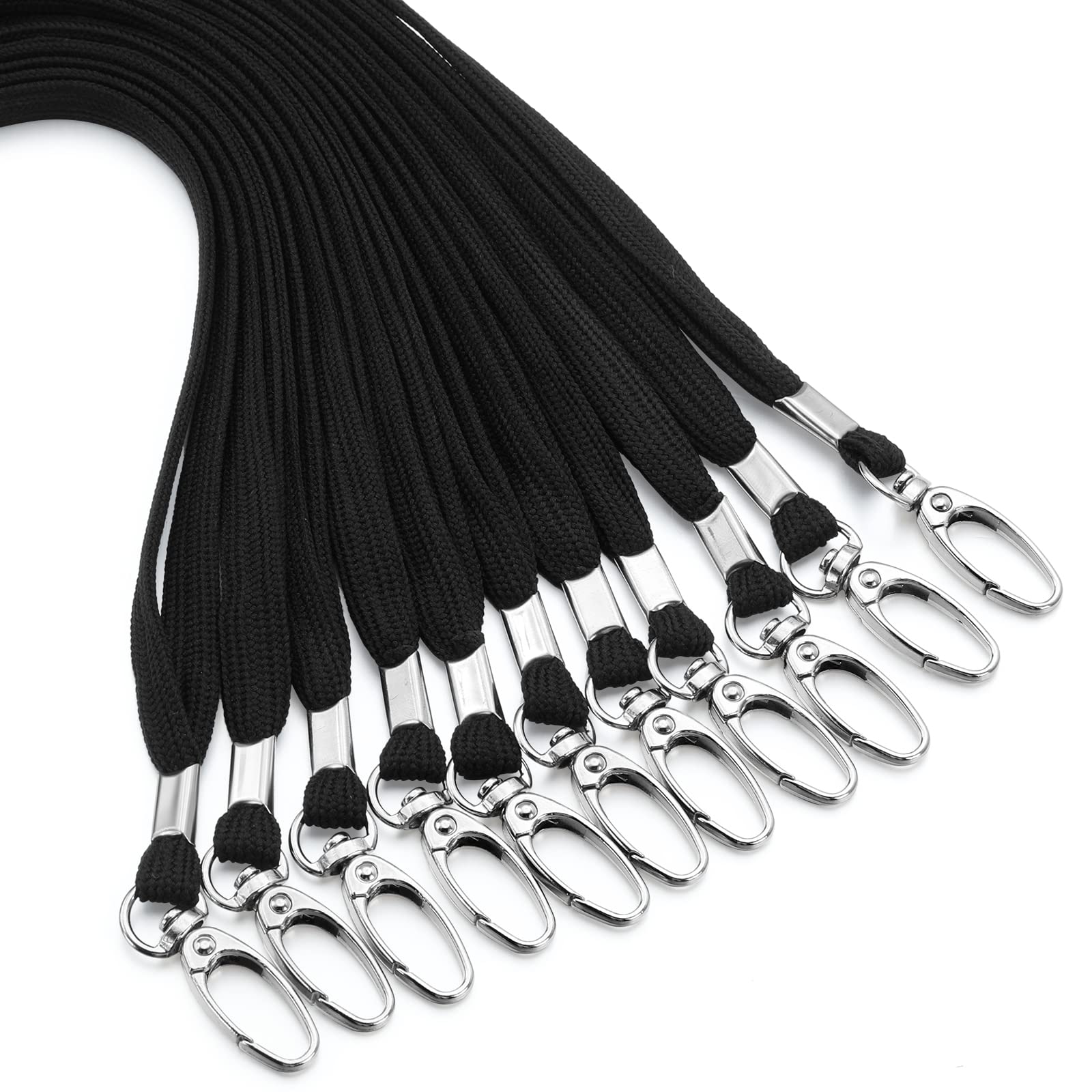 Harloon 300 Pcs Lanyards Bulk Badge Lanyards Flat Lanyards for ID Badges with Swivel Hook Clips Card Name Tag(Black)