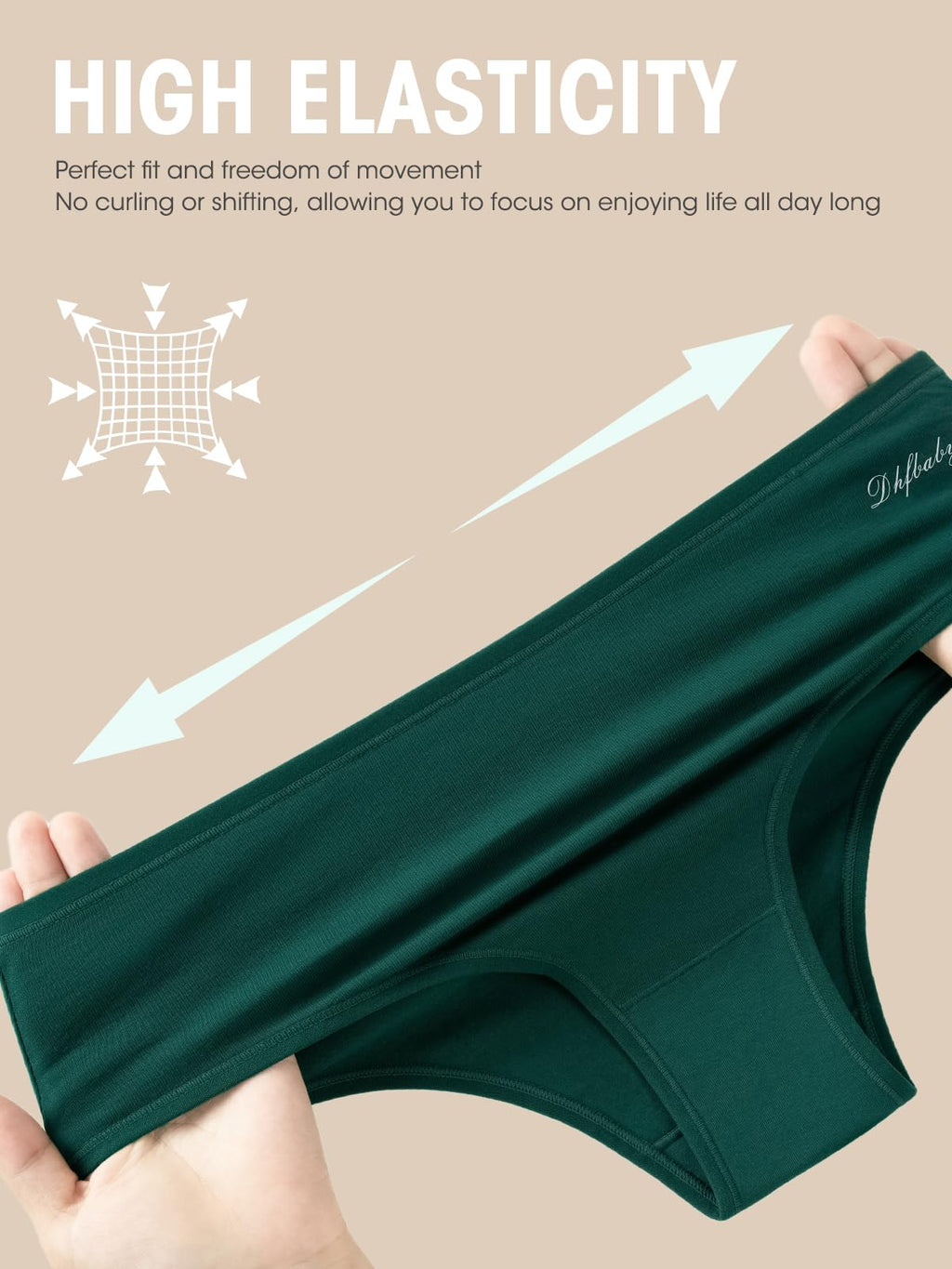 DHFBABY Womens Underwear Cotton Panties Soft Low Waist Hispter Breathable Stretch Ladies Bikini Underwear 6 Pack
