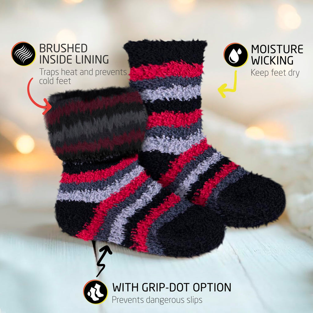 HOT FEET Toddler Warm Socks – Thermal Crew Winter Socks for Toddlers, Thick Insulated Snow Gear for Kids 5/6 Pack, Pink, Royal Dot, Fuchsia, Purple, Navy, Black