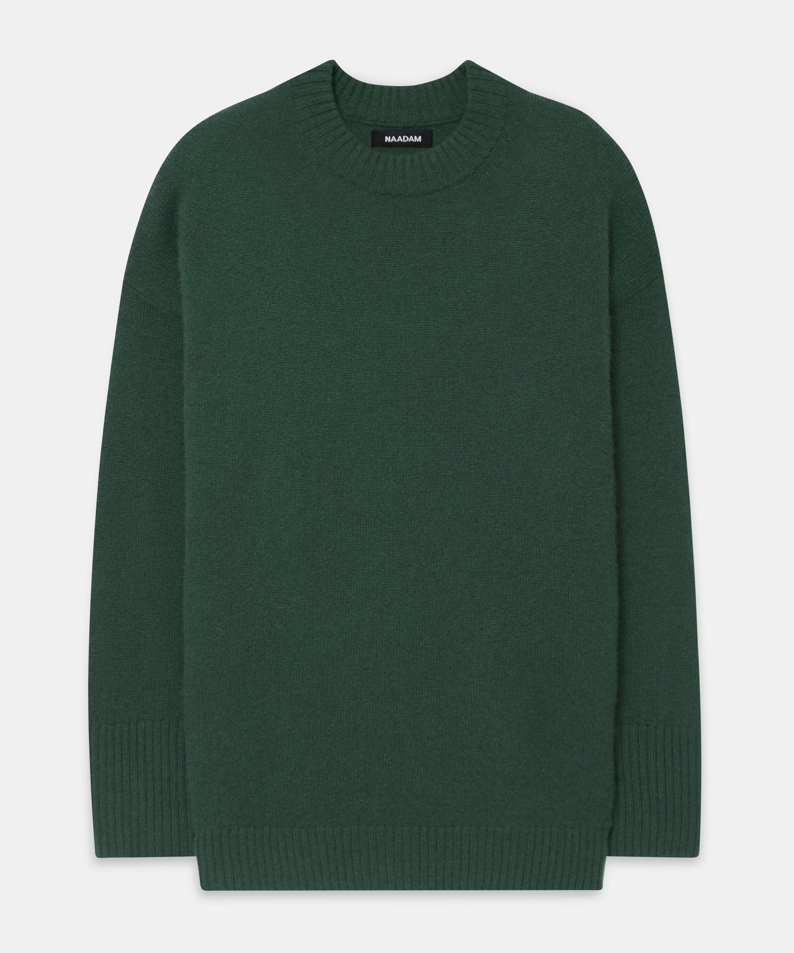 NAADAM Womens Luxe Cashmere Oversized Crewneck Sweater, Dark Green, M