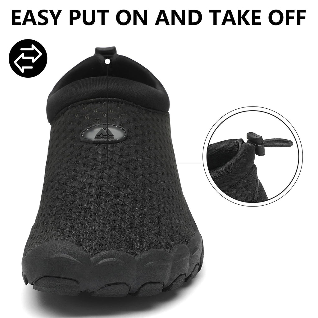 Mishansha Womens Mens Water Shoes Wide Toe Box Swim Beach Barefoot Shoes Quick Dry Non Slip Lividity Black 8.5 Women/6.5 Men