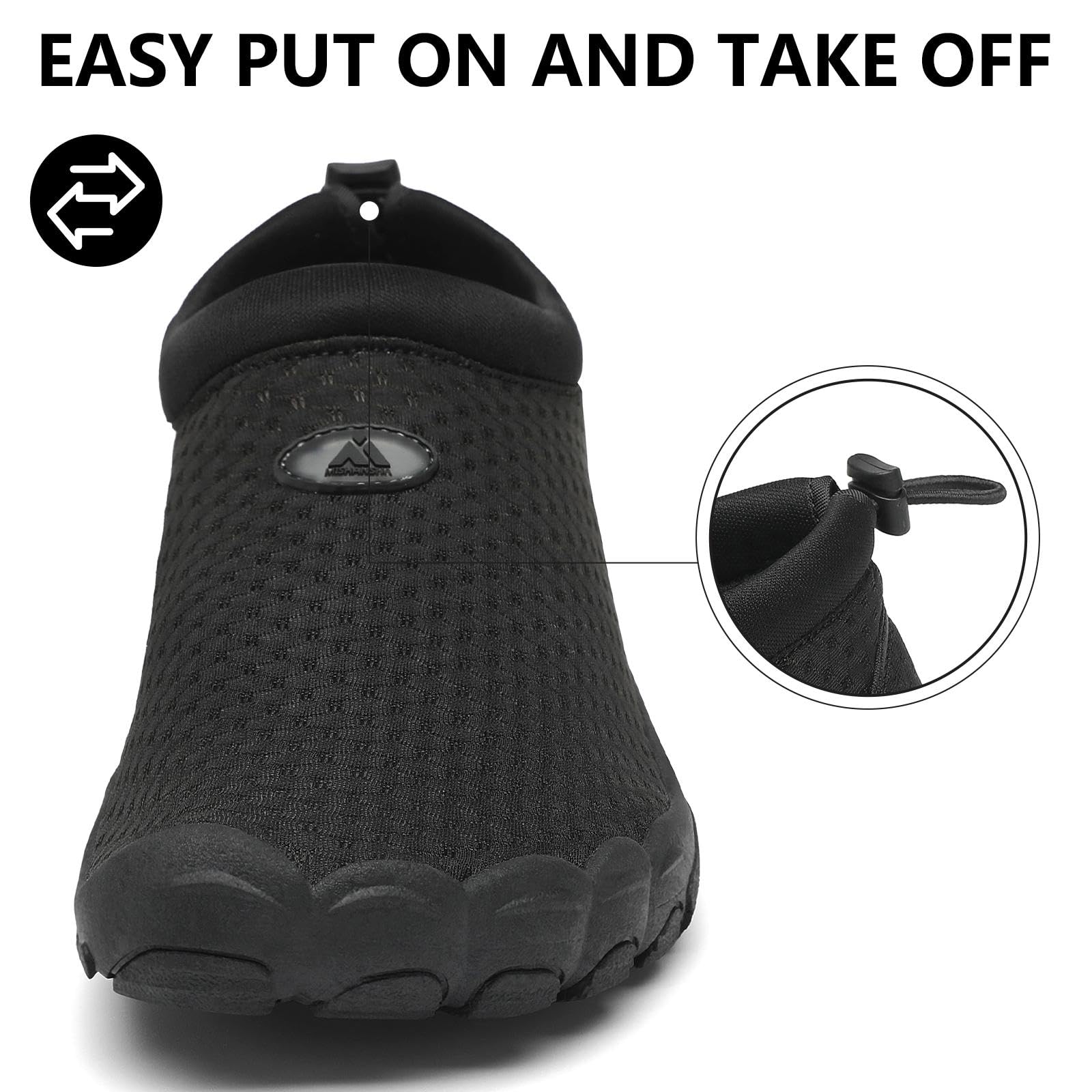 Mishansha Womens Mens Water Shoes Wide Toe Box Swim Beach Barefoot Shoes Quick Dry Non Slip Lividity Black 8.5 Women/6.5 Men