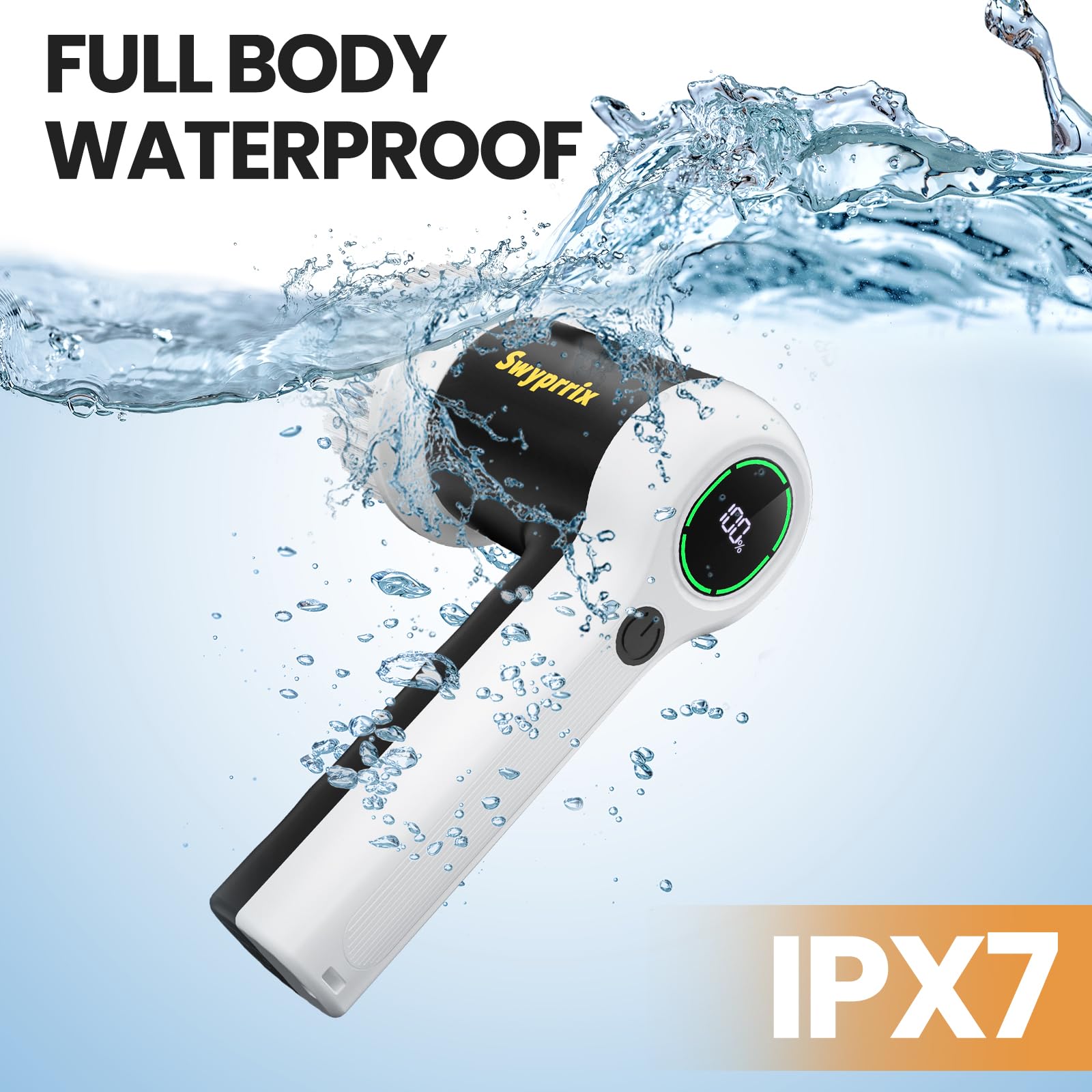 Swyprrix Electric Bathroom Cleaning Brush, Cordless Spin Scrubber Full Body Waterproof IPX7 with 6 Replaceable Brush Heads for Bathtub/Kitchen/Window/Home Cleaning -SD-CTB02