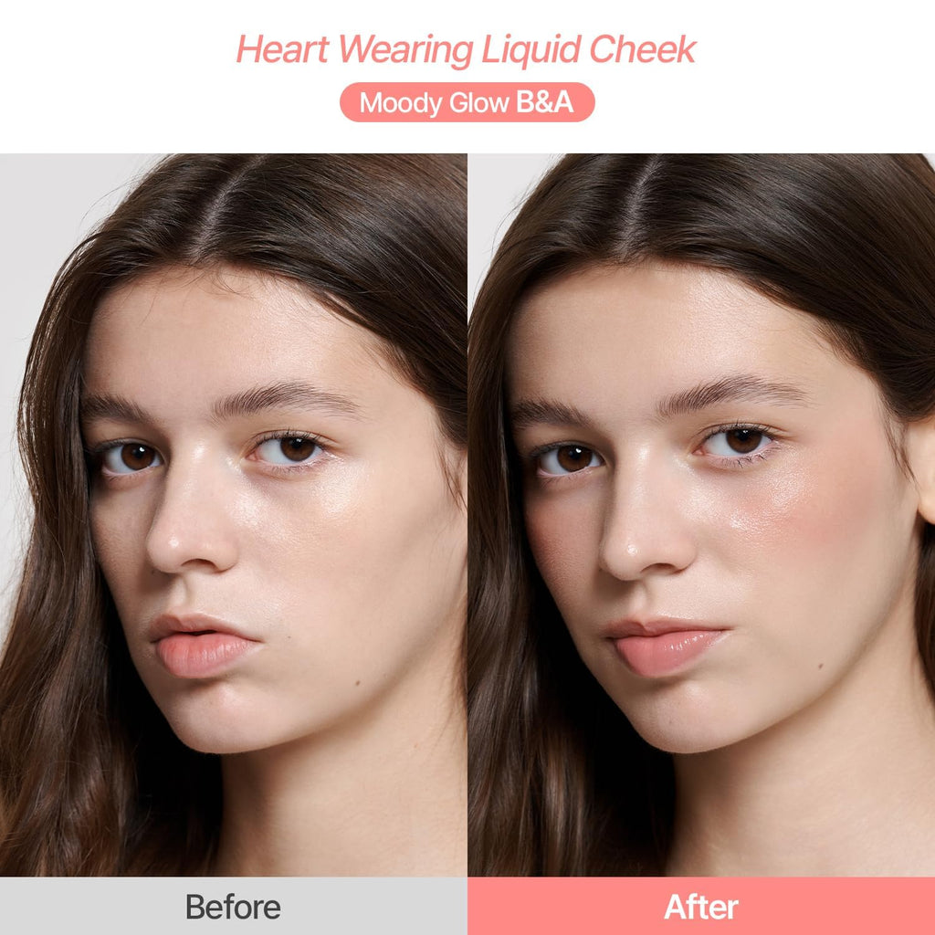 [2aN Heart Wearing Liquid Cheek (0.15oz) – Dewy Liquid Blush with Soft Glow & Clear Layering | Hydrating Essence + Glossy Oil Blend | Buildable, Finger-Blend Texture|8 Vibrant Shades] (05 Moody Glow)